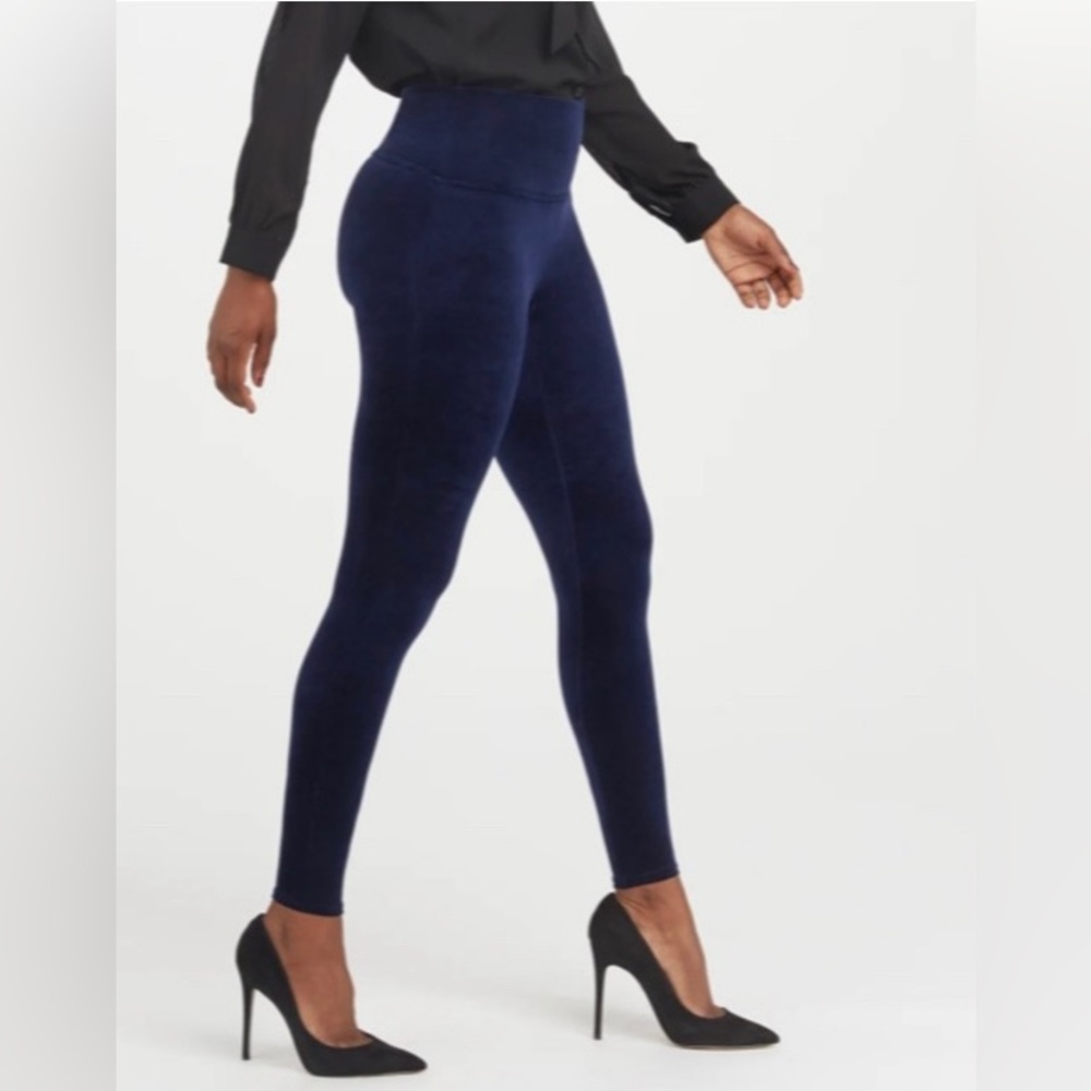 SPANX Navy Blue Velvet Leggings 1X NWOT